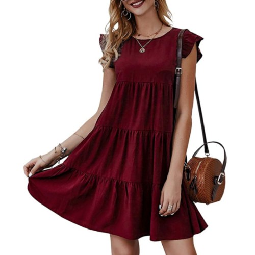 Vestido holgado de mujer con mangas casquillo
