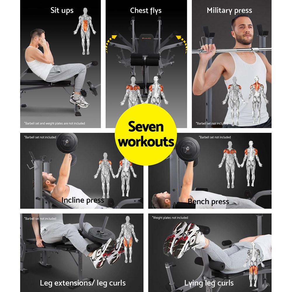 Banco de Pesas Everfit 8 en 1 Plegable Ajustable para Gimnasio en Casa