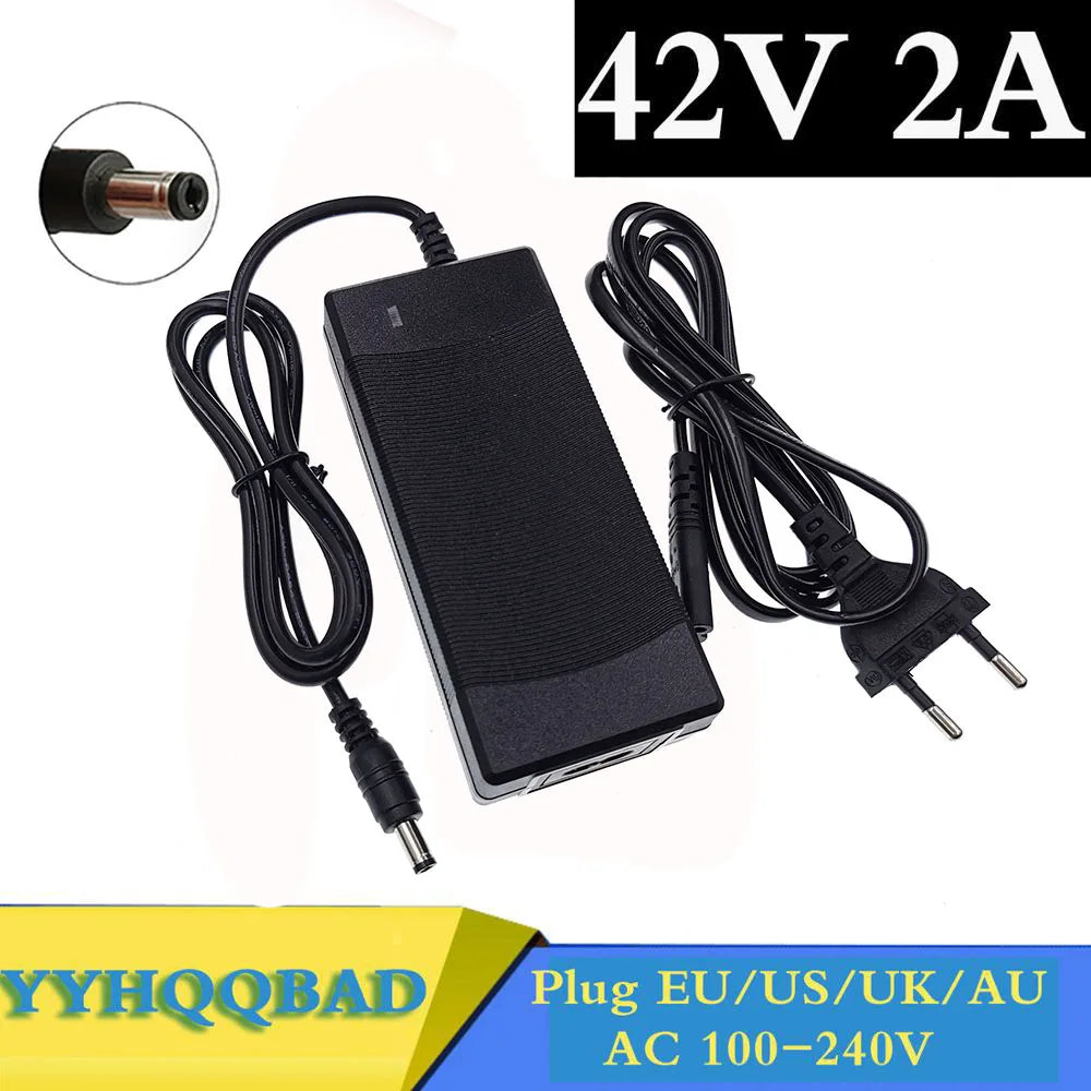 Cargador de batería de 36V 2A Salida 42V 2A Entrada 100-240 VAC Cargador de litio Li-ion Li-poly Para batería de 36V de 10 series