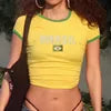 Wholesale 2026 Y2K Women Streetwear Custom OEM Logo Knitted  Crop Top Sexy Breathable Short Summer