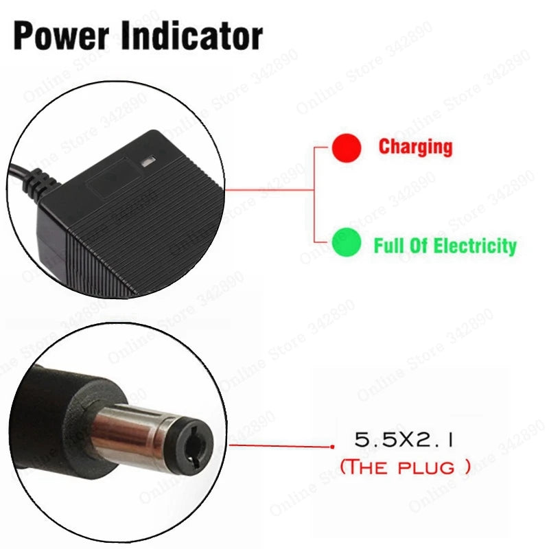 Cargador de batería de 36V 2A Salida 42V 2A Entrada 100-240 VAC Cargador de litio Li-ion Li-poly Para batería de 36V de 10 series