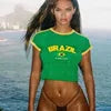 Wholesale 2026 Y2K Women Streetwear Custom OEM Logo Knitted  Crop Top Sexy Breathable Short Summer