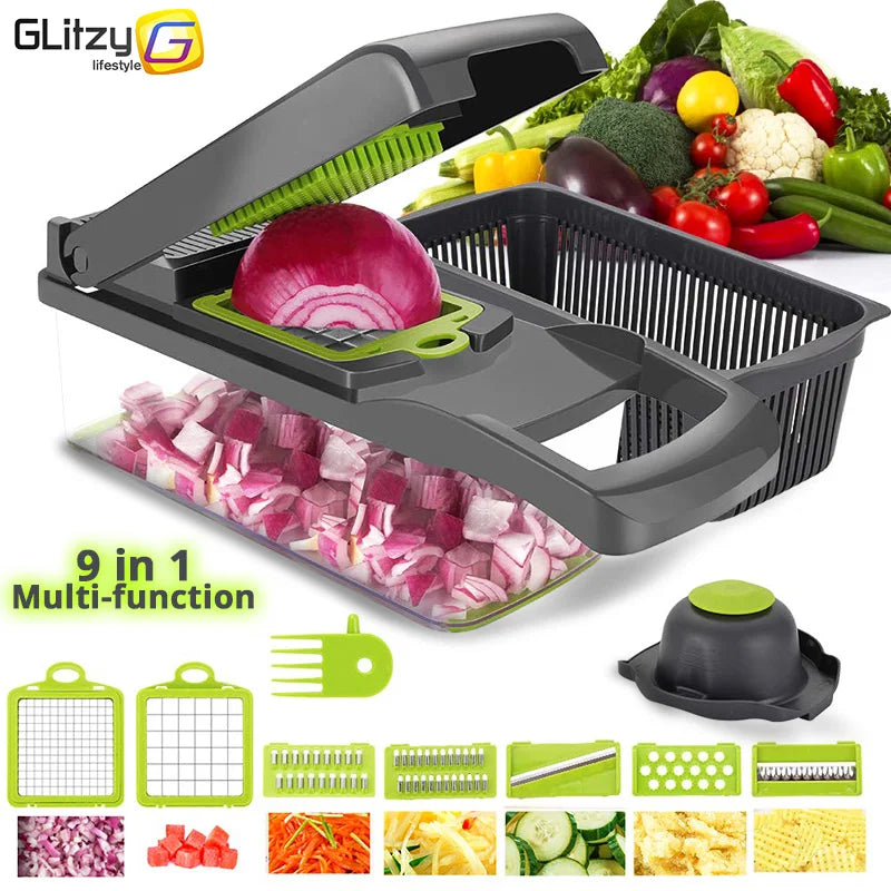 Picador de verduras, rallador multifuncional, cortador, accesorios de cocina, rebanador manual de frutas, triturador de patatas, rallador de queso y cebolla