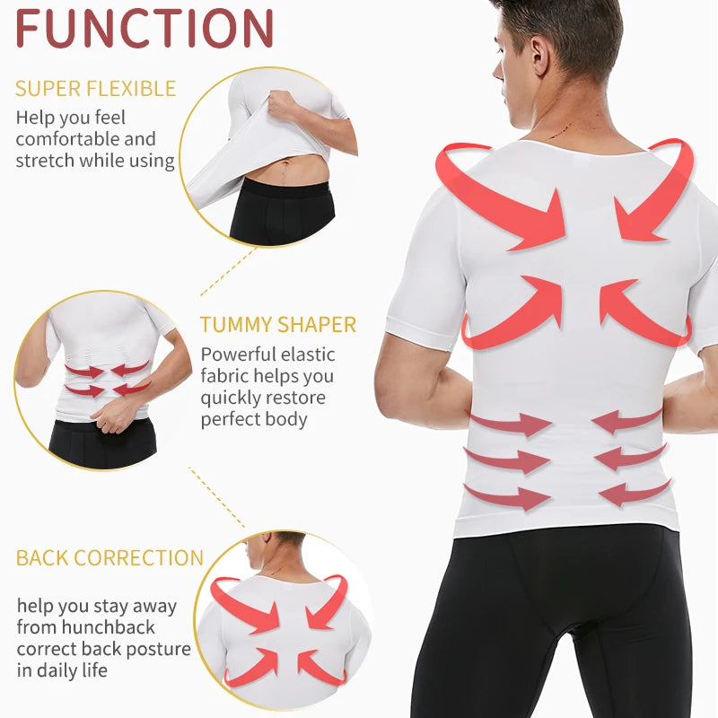 Faja Reductora Hombre Control Abdomen Moldeadora Hombre Ropa Interior Moldeadora Entrenador de Cintura Chaleco Corrector de Postura Corsé