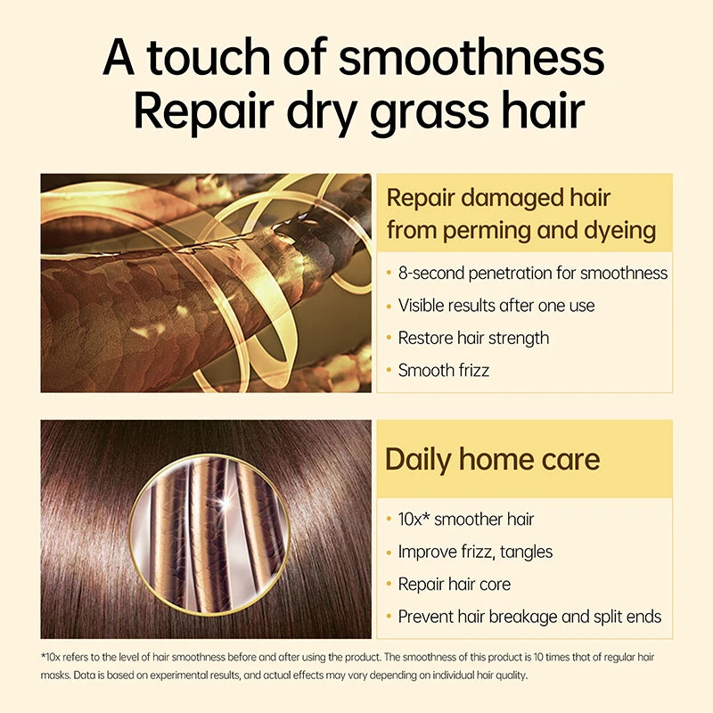 PURC Mascarilla Capilar 8 Segundos Alisadora de Queratina Crema Tratamiento Capilar Suave Reparación Cabello Dañado Encrespado Cuidado Capilar Profesional