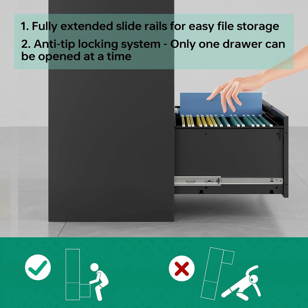 5 Drawer File Cabinet With Lock,Metal Lateral Filing Cabinets For Home Office Hanging Files Letter/Legal/F4/A4, Customize