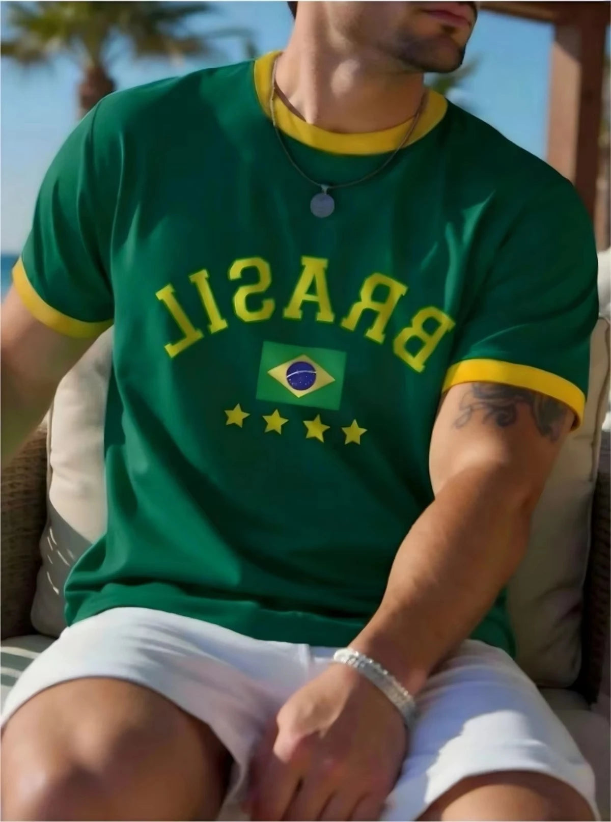 New Fashion Brasil Print T-shirt for Men Brazilian Flag Tops Summer Casual Football Jersey Breathable Quick-Drying Sports Tee