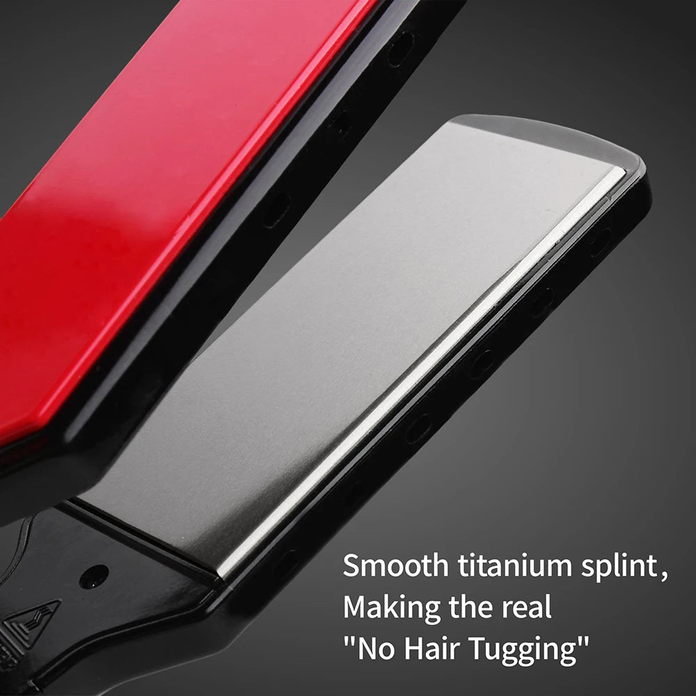 RUCHA Professional Hair Straightener Wide Plate Titanium Flat Iron Rapid Heating LCD Display PTC Treatment Hair Iron and Brush