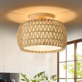Vine embedded ceiling light, rural style wicker hand woven rope cage Used for dining room, kitchen, bedroom