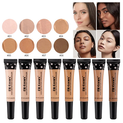 Corrector Líquido de Cobertura Completa Base de Maquillaje BB Cream de 8 Colores Transpirable Natural Iluminador Maquillaje Ojeras Crema Cosmética
