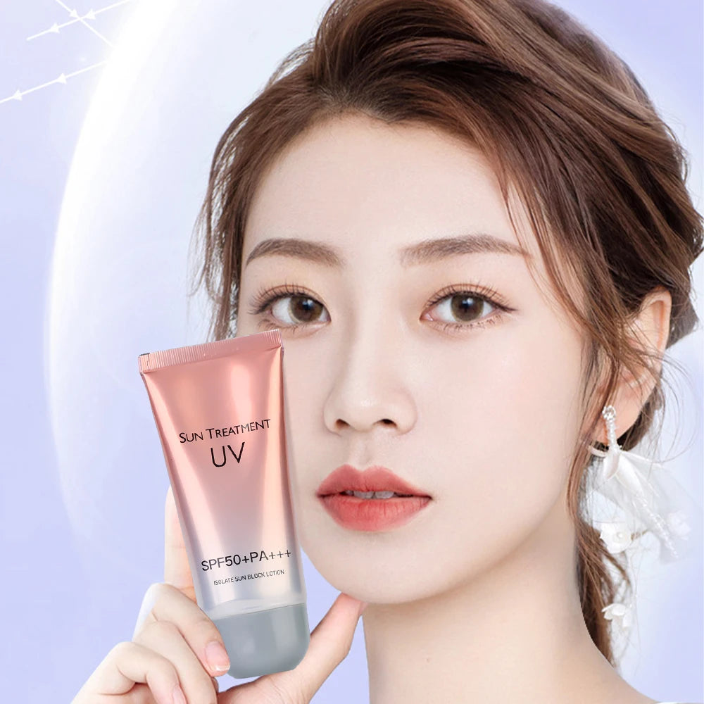 Crema solar duradera Protector facial Bloqueador solar Spf50 Gel Aislamiento Loción Crema Blanqueadora Cremas Hidratante facial Blanqueadora