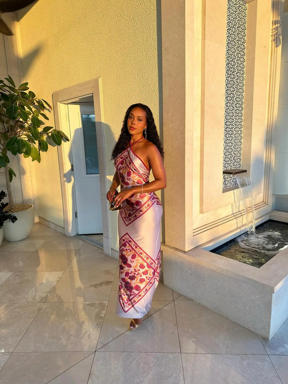 Vestido Chic y Elegante de Satén con Estampado Floral, Estrecho, para Mujer, de Noche, Fiesta, Invitada de Boda, Ropa de Verano de Calle