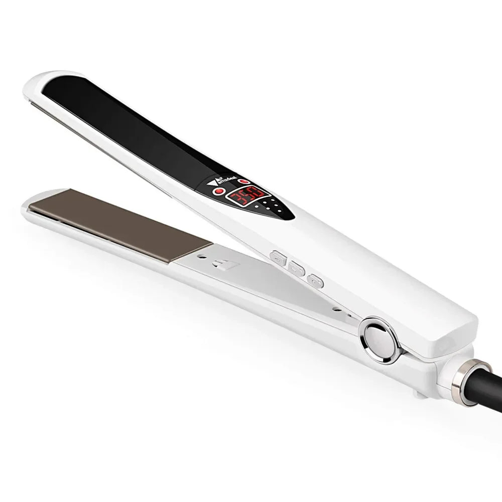 RUCHA Professional Hair Straightener Wide Plate Titanium Flat Iron Rapid Heating LCD Display PTC Treatment Hair Iron and Brush