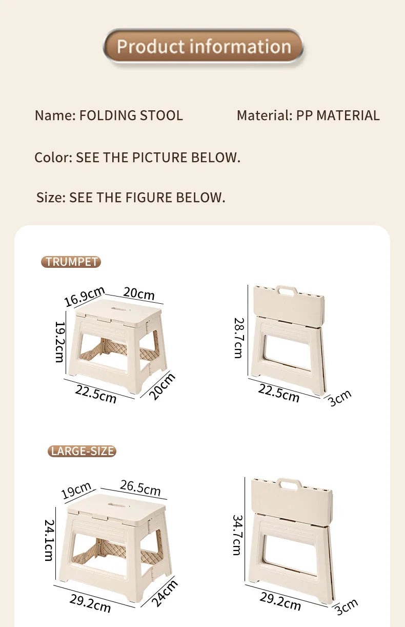 Lightweight Thickened Folding Stool for Outdoor Camping Fishing - Portable Integrated Design Home Travel Garden Magza Stool