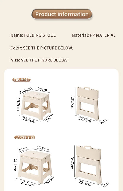Lightweight Thickened Folding Stool for Outdoor Camping Fishing - Portable Integrated Design Home Travel Garden Magza Stool