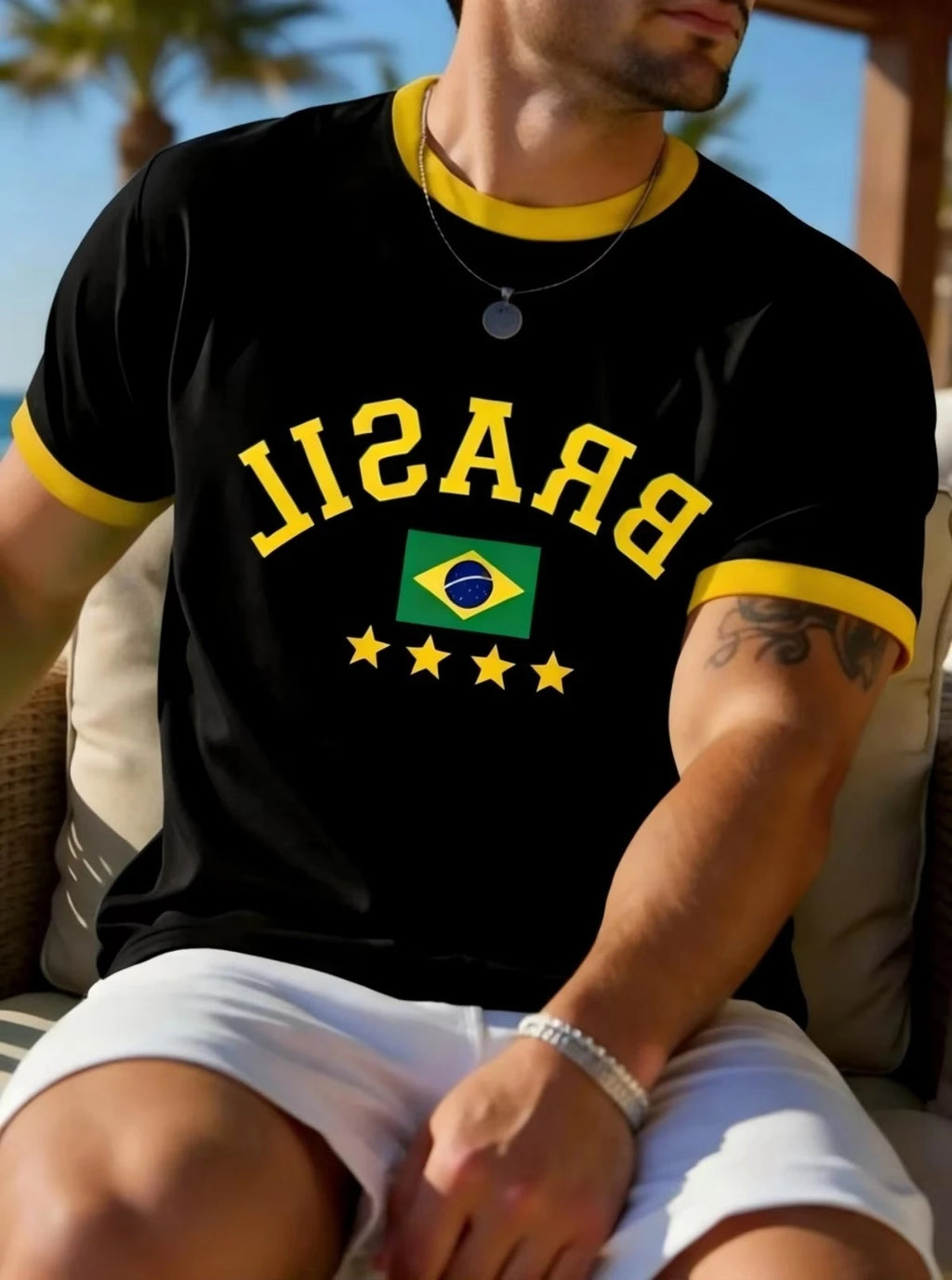 New Fashion Brasil Print T-shirt for Men Brazilian Flag Tops Summer Casual Football Jersey Breathable Quick-Drying Sports Tee