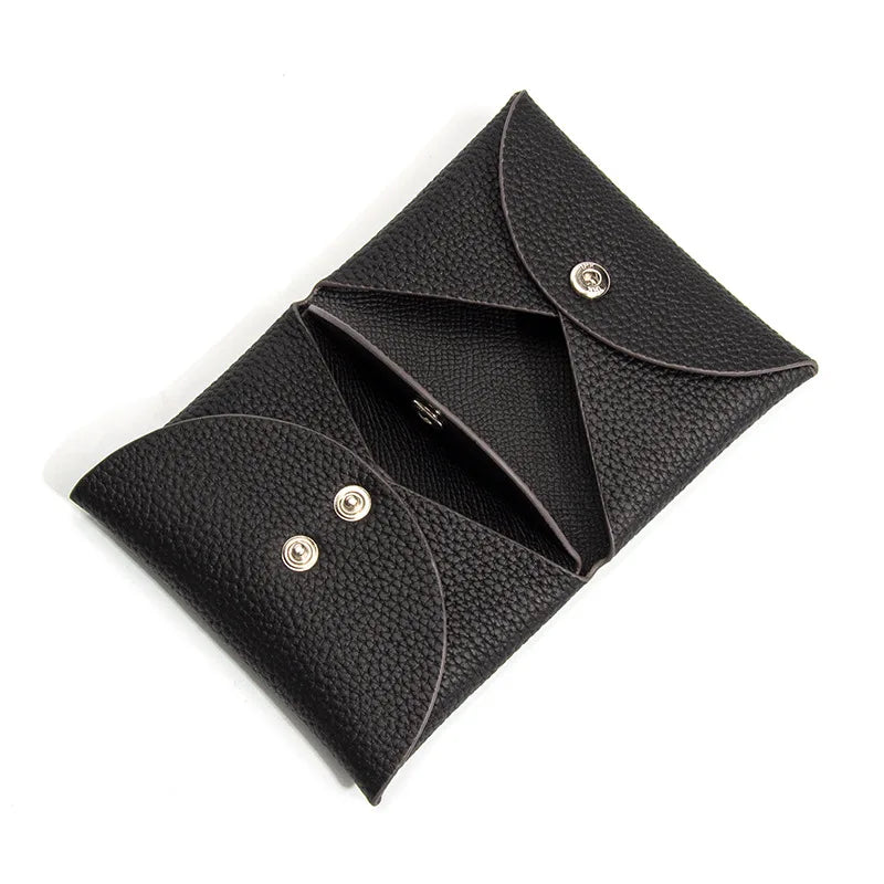 Cartera de tarjeta tipo sobre mini de piel de vacuno para mujer, tarjetero de visita, tarjetero de crédito, bolso de documentos, monedero, tarjetero clásico de diseñador