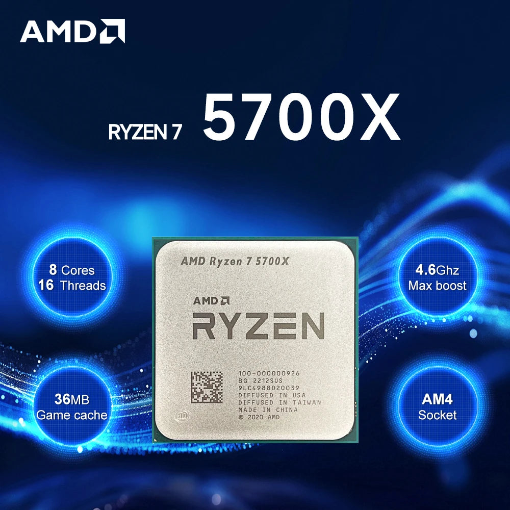 AMD Ryzen 7 5700x Nuevo procesador de 8 núcleos y 16 hilos a 4.6 GHz 7NM L3=32M 100-000000926 R7 5700X Socket AM4 DDR4 pero sin ventilador