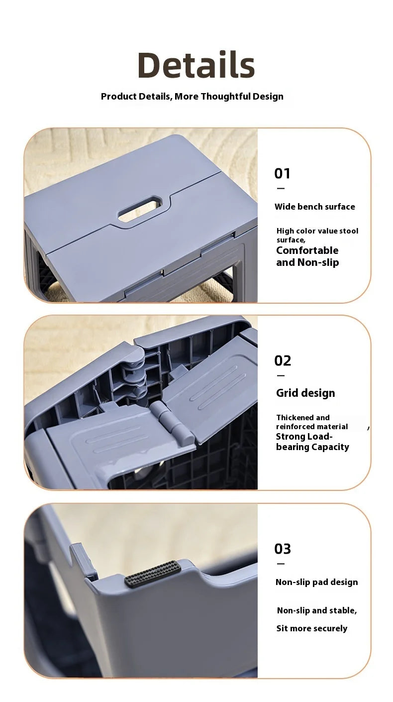 Portable Plastic Folding Stool Outdoor Adult Train Fishing Stool Compact Collapse Bathing Short Stool for Travel And Camping