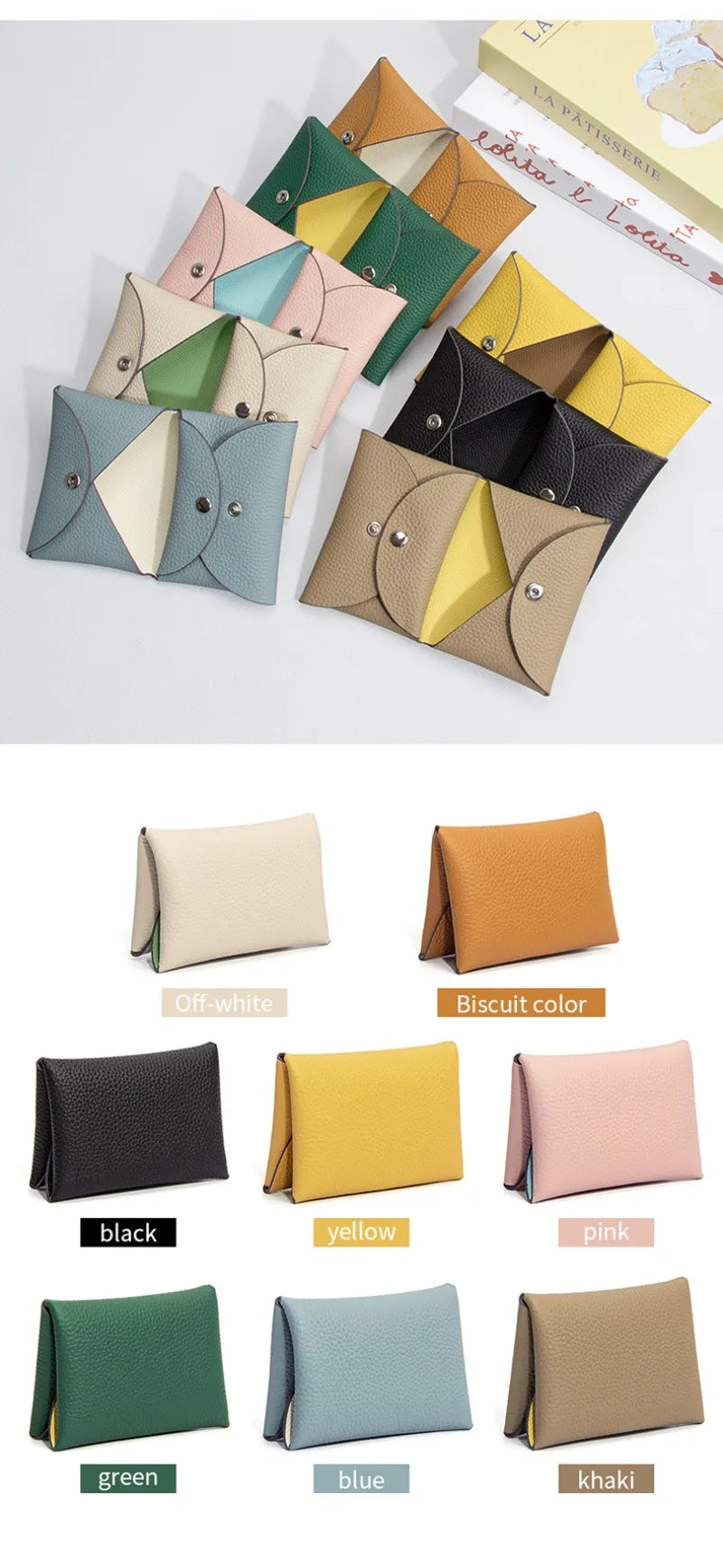 Cowhide Mini Envelope Card Bag Women's Business Card Holder Credit Cards Document Bag Coin Purse Designer Classic Card Bag