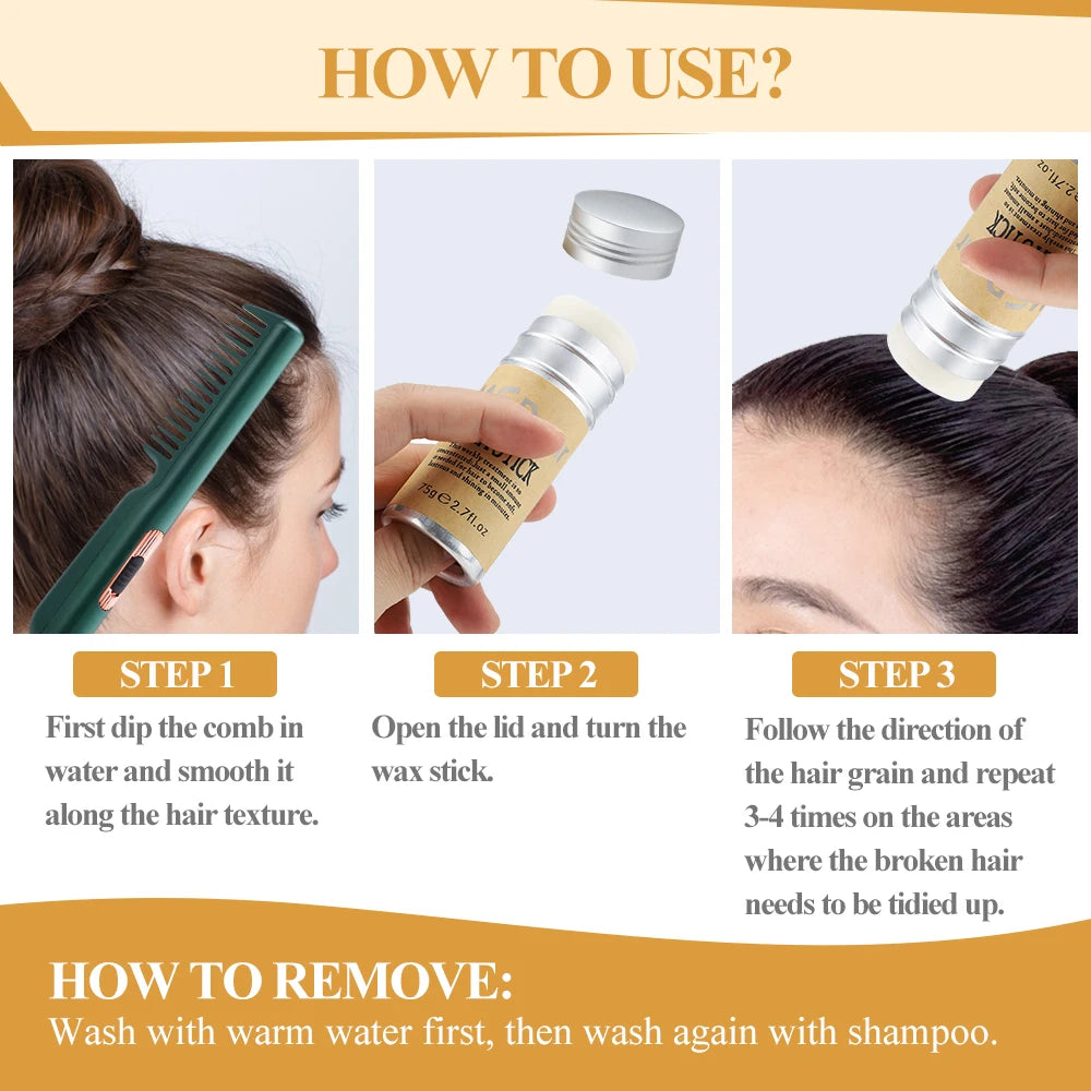 Cera en barra para pelucas, cera profesional en barra para el cabello, crema en gel no grasosa, cera en barra para el cabello para hombres y mujeres, artefacto para cabello roto