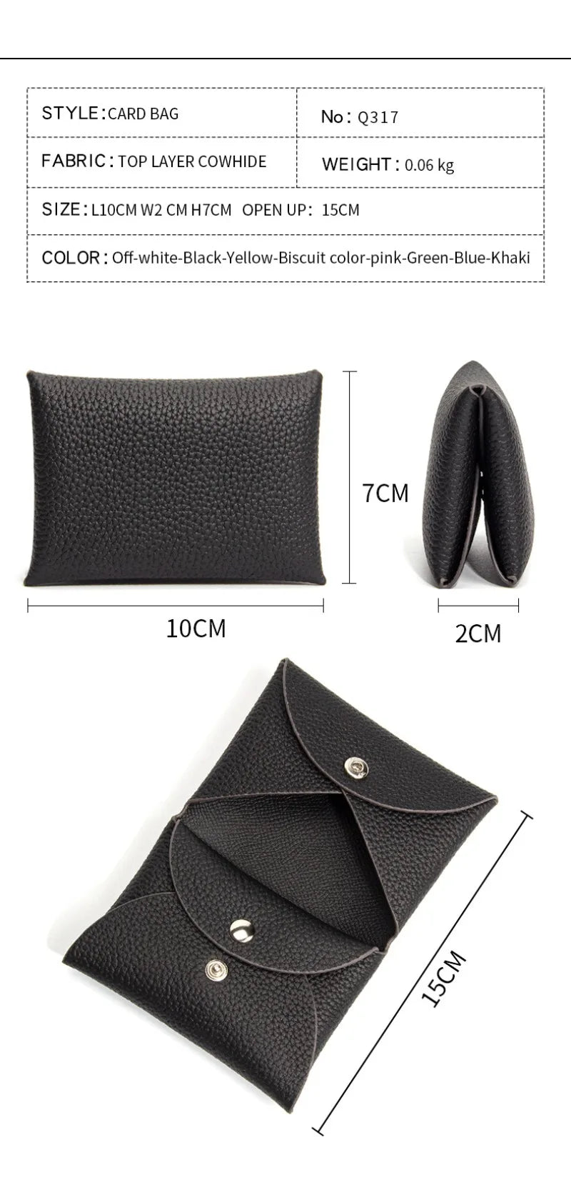 Cowhide Mini Envelope Card Bag Women's Business Card Holder Credit Cards Document Bag Coin Purse Designer Classic Card Bag