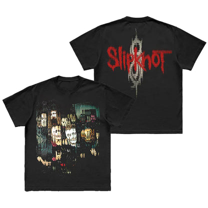 Photo SLIPKNOT Gothic Style Band T-Shirt 100% Cotton Graphic Tee Men Women Summer Streetwear Top
