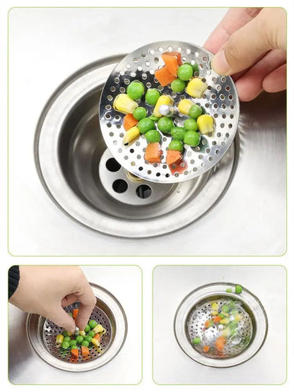 Colador de fregadero de cocina, tapón, filtro de drenaje de repuesto de acero inoxidable, recogedor de pelo para bañera, trampa para residuos, accesorios de baño