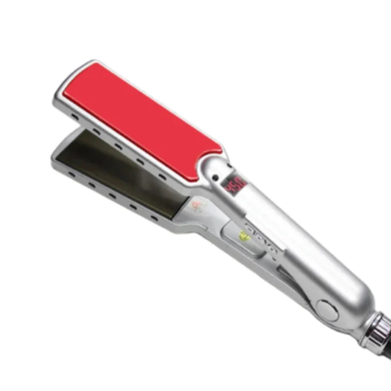 RUCHA Professional Hair Straightener Wide Plate Titanium Flat Iron Rapid Heating LCD Display PTC Treatment Hair Iron and Brush
