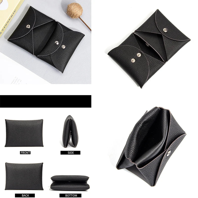 Cowhide Mini Envelope Card Bag Women's Business Card Holder Credit Cards Document Bag Coin Purse Designer Classic Card Bag