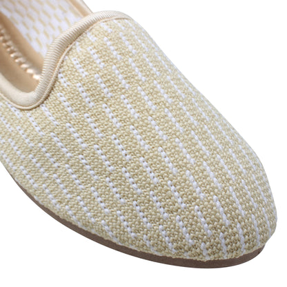 SOBEYO Zapatillas Bailarinas de Mujer Suéter Suela de Goma Suave Zapatos de Gamuza Beige