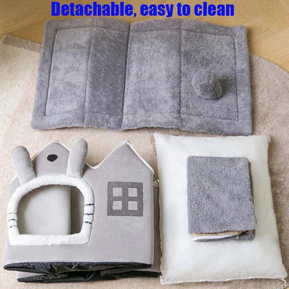 Casa de Peluche para Mascotas con Techo Removible