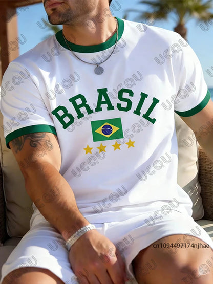 Summer New Brazilian Flag 3D Printed Large-sized Men&