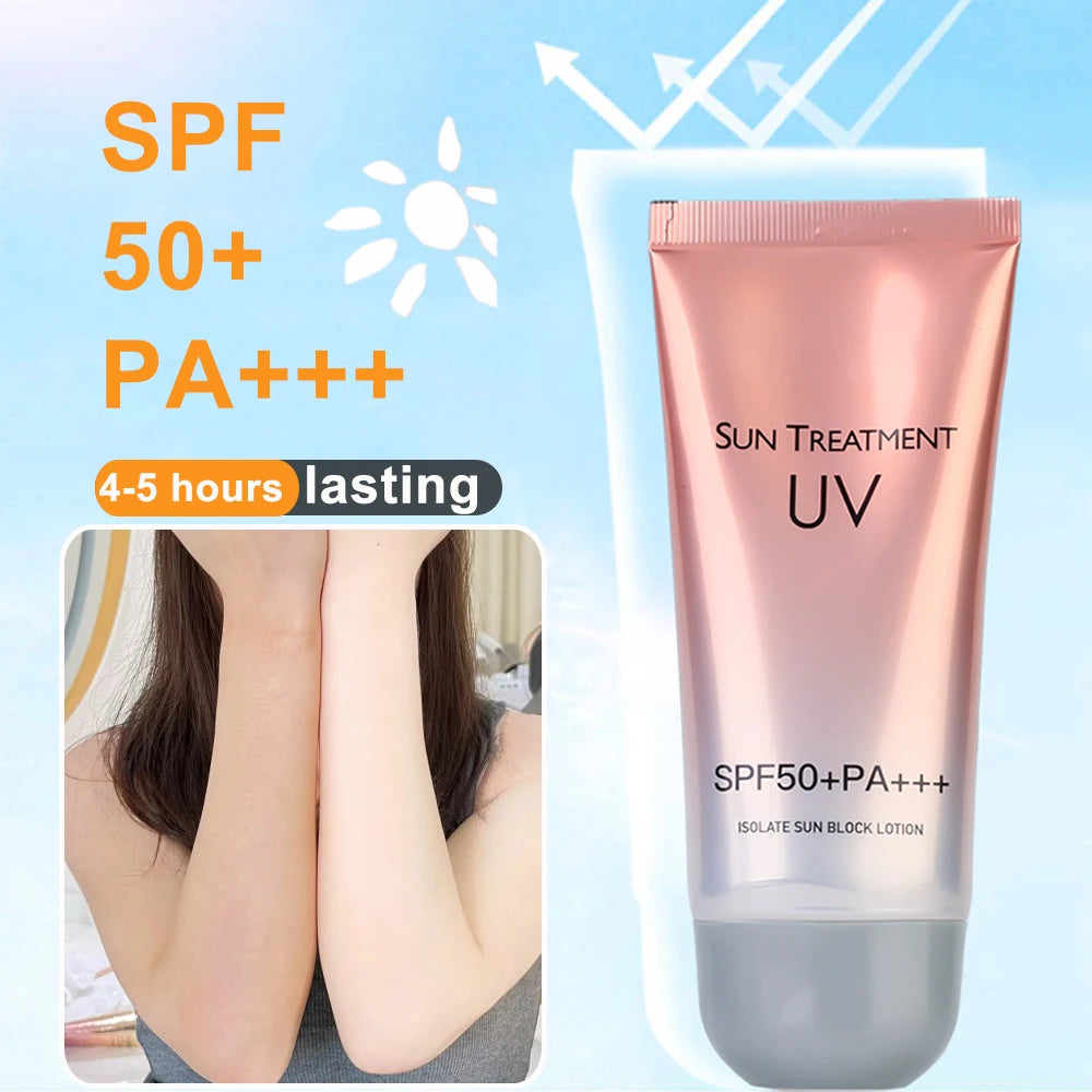 Crema solar duradera Protector facial Bloqueador solar Spf50 Gel Aislamiento Loción Crema Blanqueadora Cremas Hidratante facial Blanqueadora