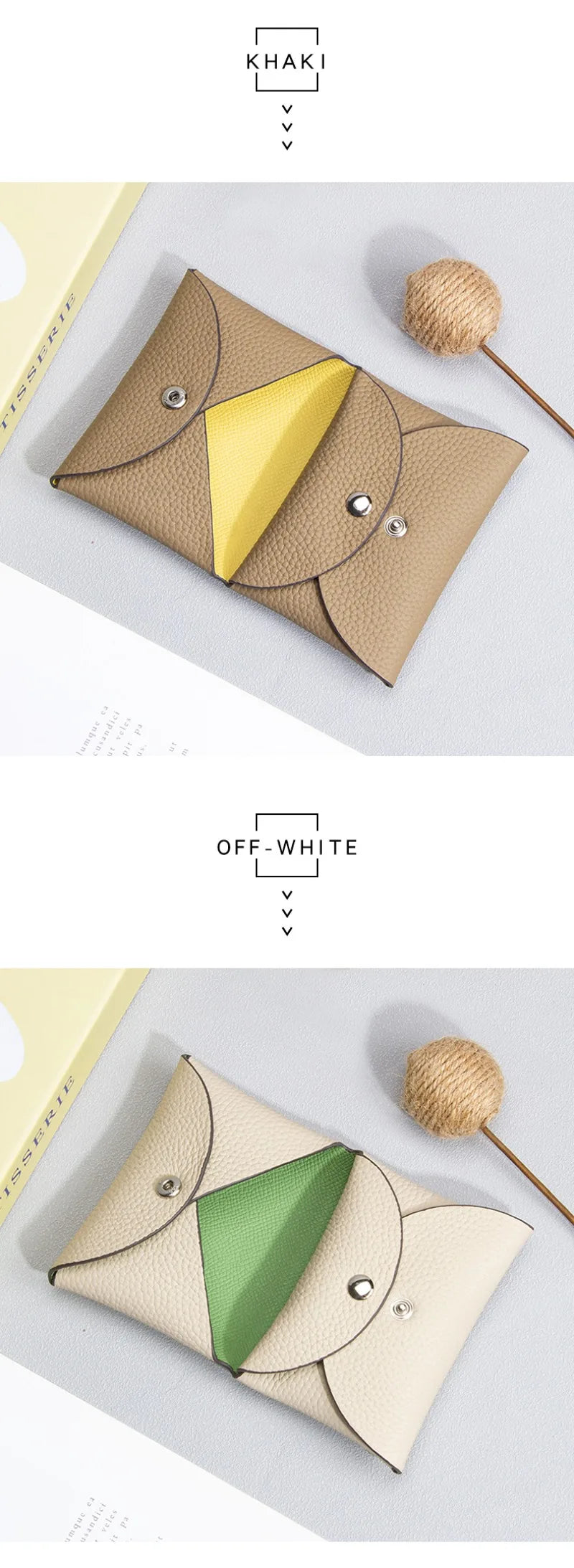 Cowhide Mini Envelope Card Bag Women's Business Card Holder Credit Cards Document Bag Coin Purse Designer Classic Card Bag