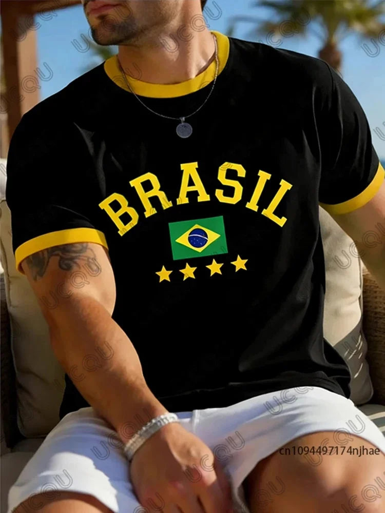 2026 New Summer Brasil National Flag 3D Print T-shirt Men Kids Adult Short-Sleeve O-Neck Casual Outdoor Sports Surfing Tee Top