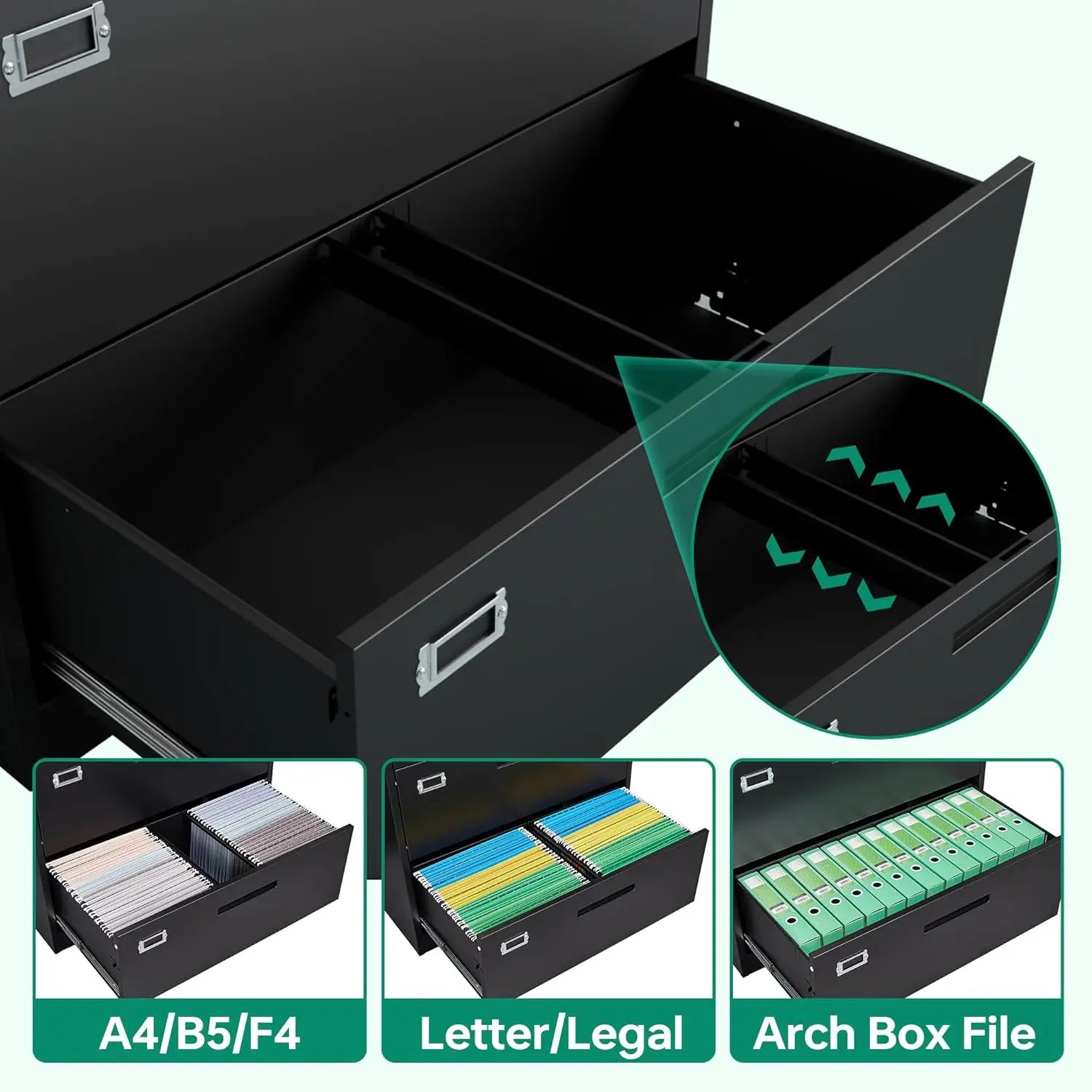 5 Drawer File Cabinet With Lock,Metal Lateral Filing Cabinets For Home Office Hanging Files Letter/Legal/F4/A4, Customize