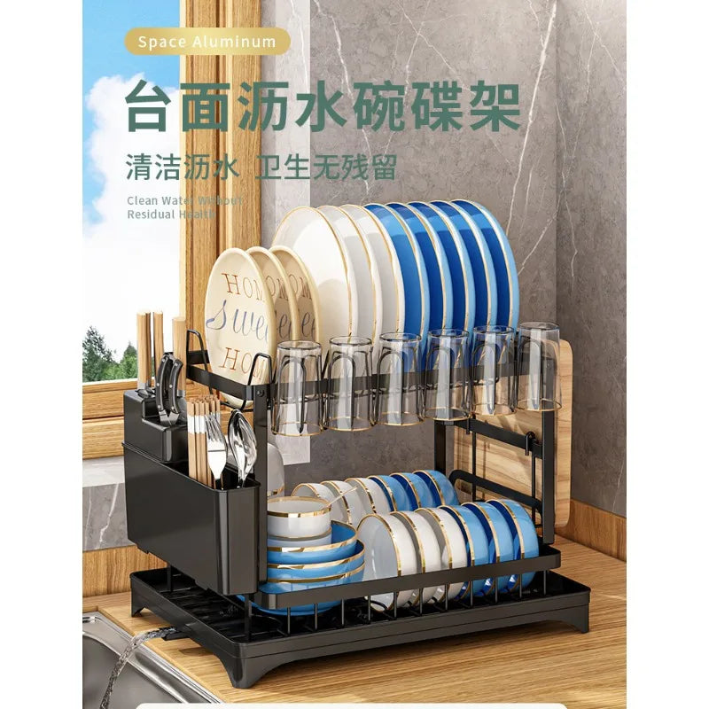 Estante de cocina para platos y vajilla, estante de drenaje, estante multifuncional para el hogar, estante para cuencos, estante para platos y palillos
