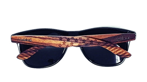 Gafas de sol de madera de cebra, estrellas y barras, con estuche de madera, polarizadas,