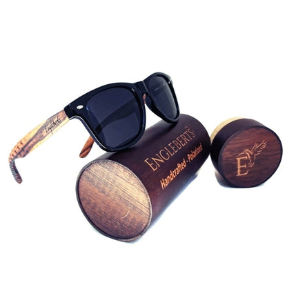 Gafas de sol de madera de cebra, estrellas y barras, con estuche de madera, polarizadas,