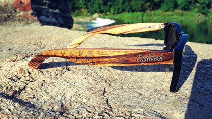 Gafas de sol de madera de cebra, estrellas y barras, con estuche de madera, polarizadas,
