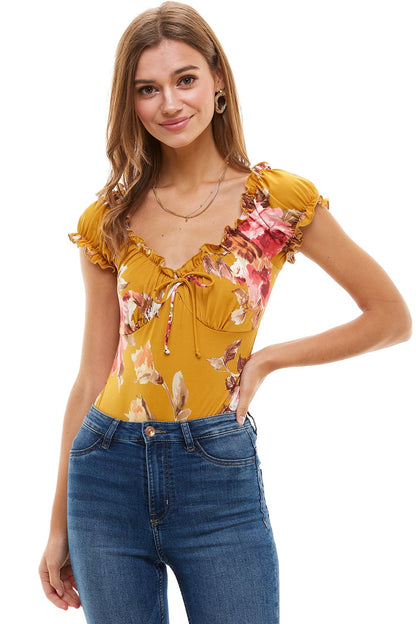 Body estampado floral estilo campesino