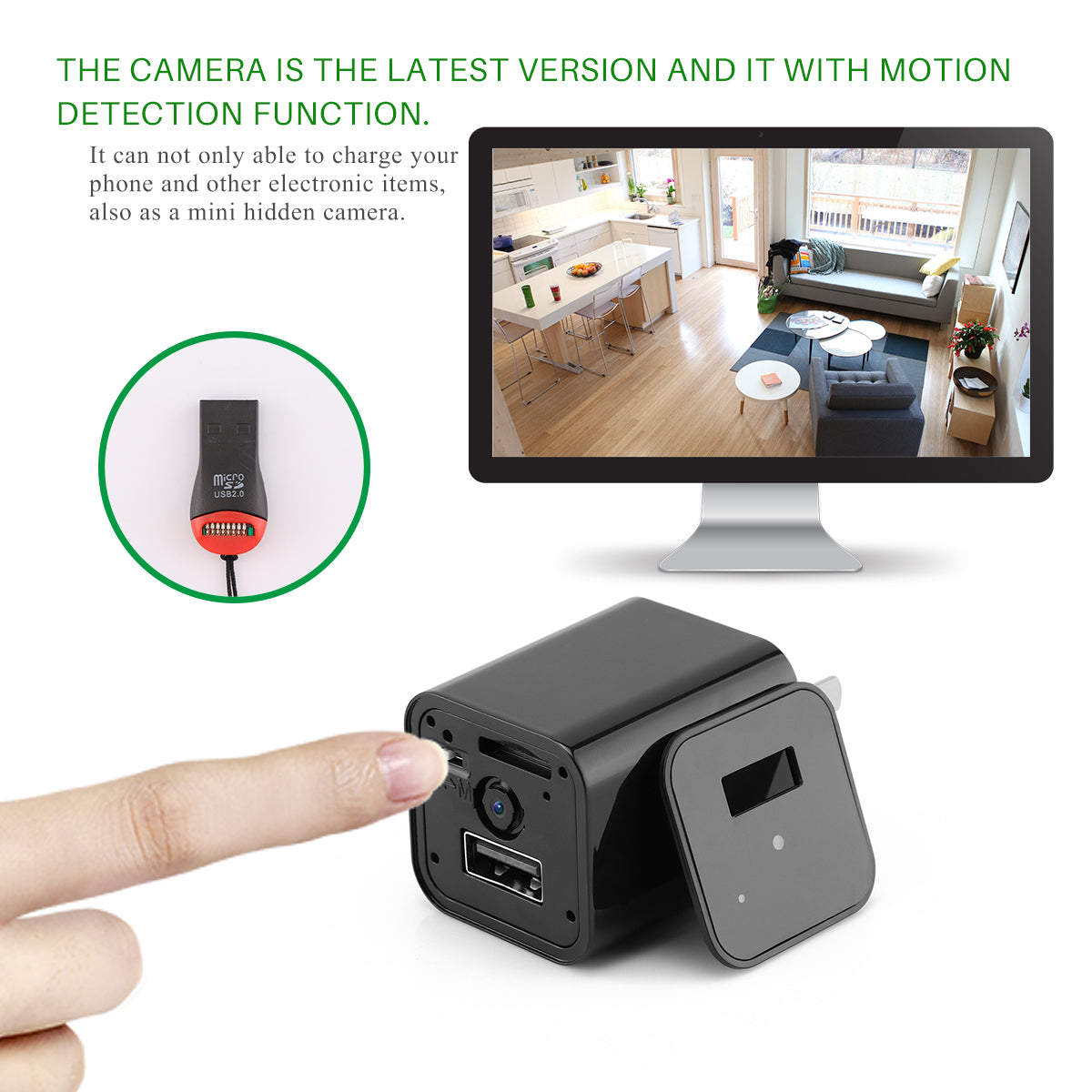 Cargador USB con cámara oculta 1080P HD para seguridad en el hogar