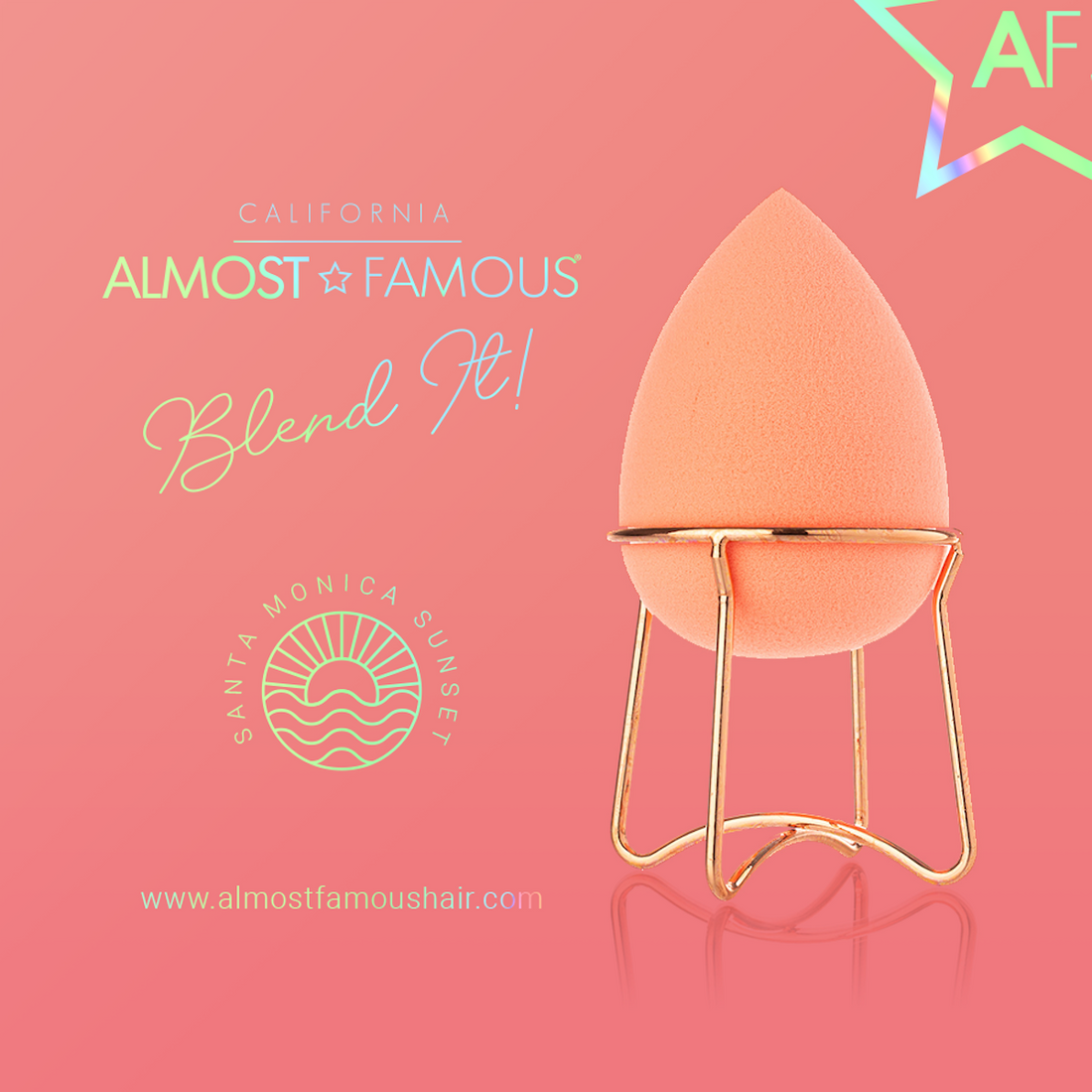 Esponja para Maquillaje Almost Famous con Soporte Oro Rosado