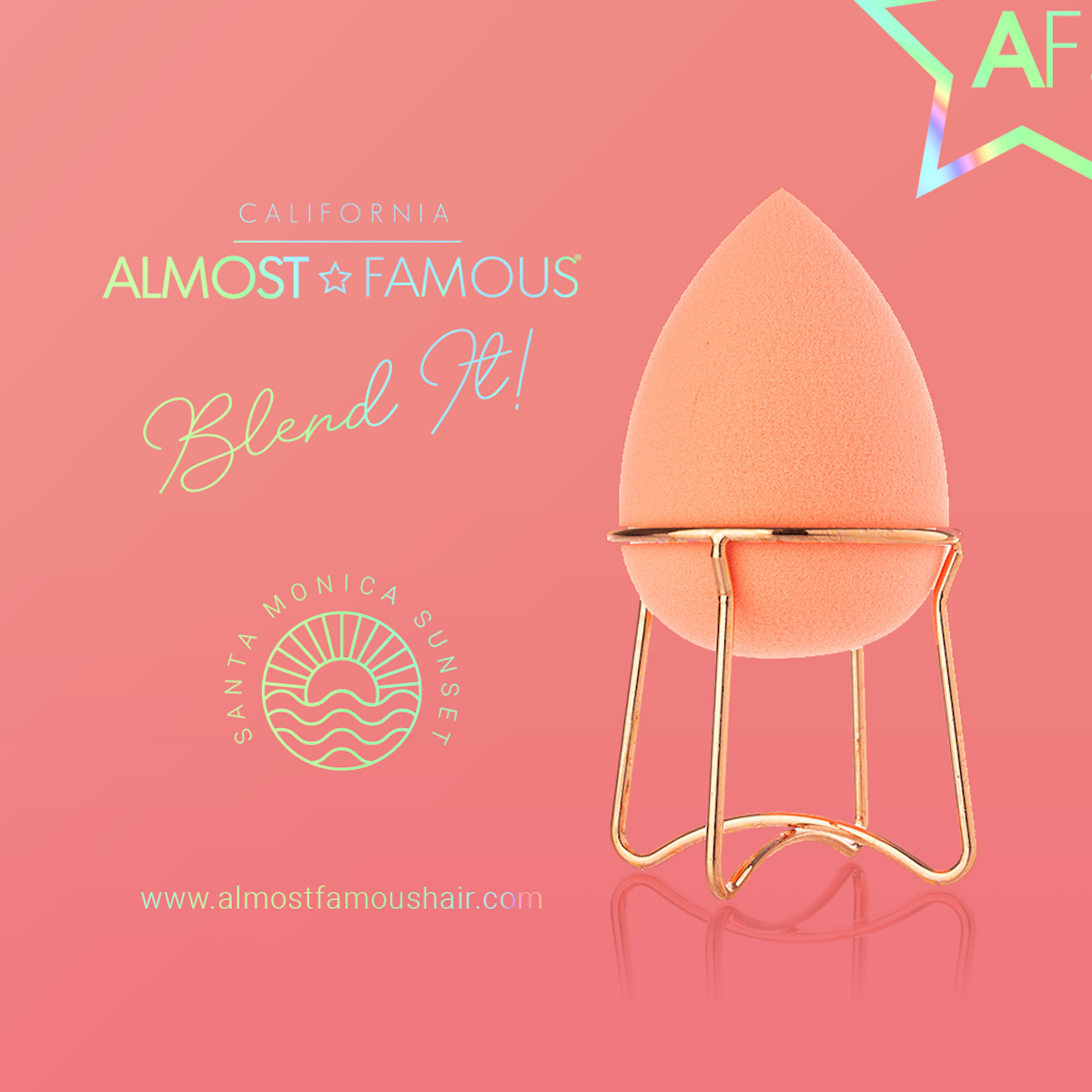 Esponja para Maquillaje Almost Famous con Soporte Oro Rosado
