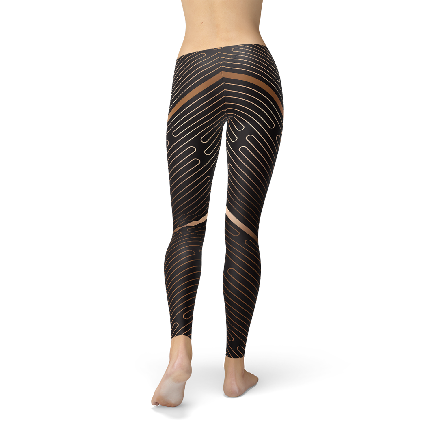 Leggings deportivos marrones de mujer con rayas