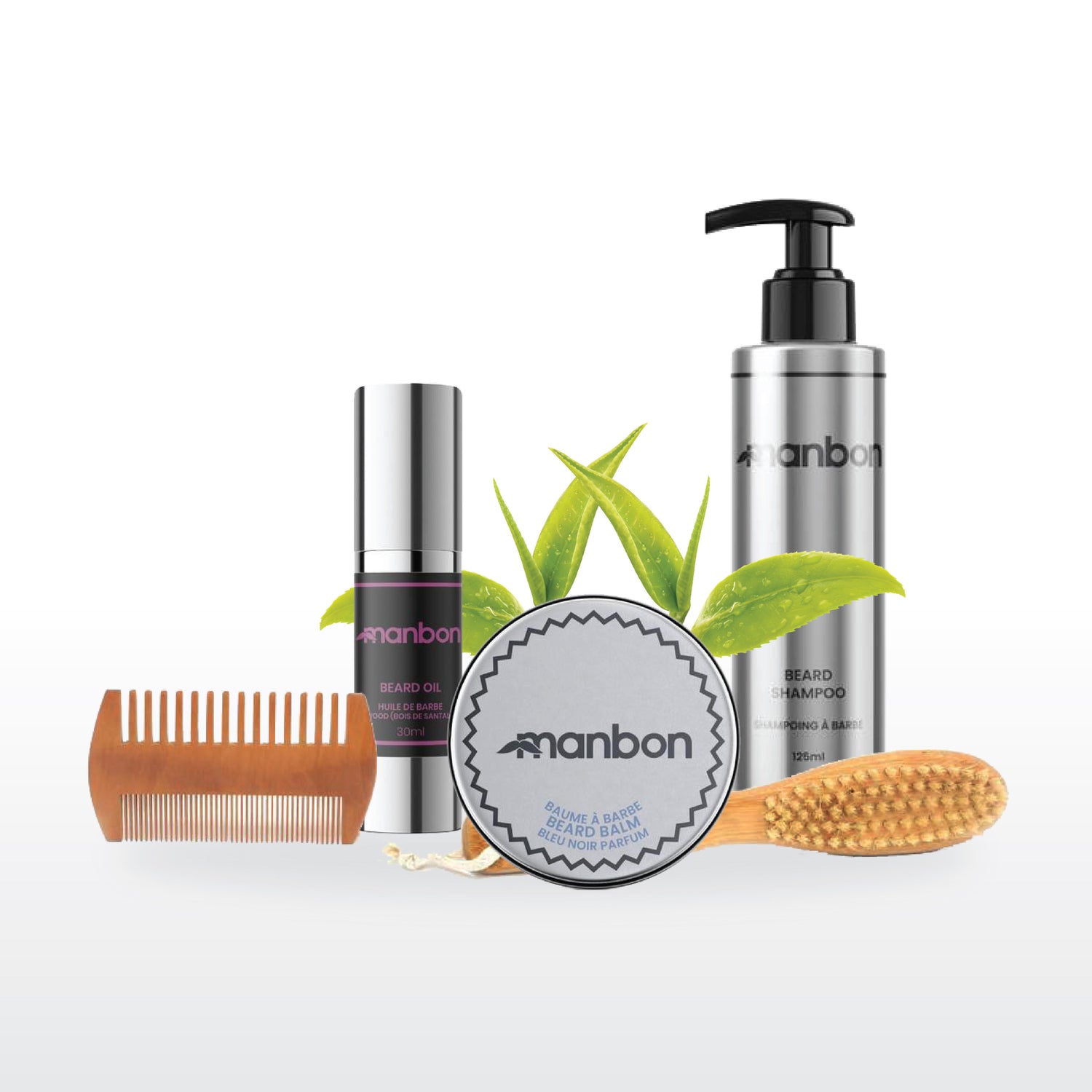 Kit de crecimiento y cuidado de barba natural y lujoso Manbon
