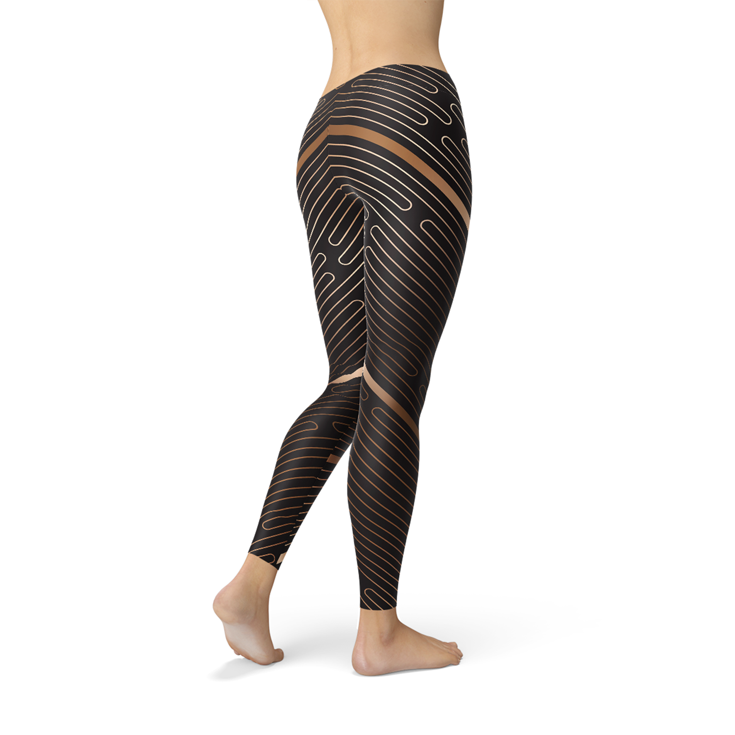 Leggings deportivos marrones de mujer con rayas
