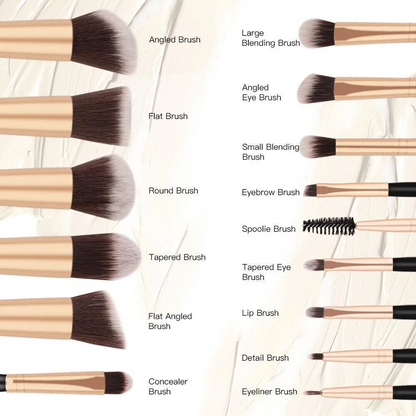 Juego de 14 brochas de maquillaje rosas