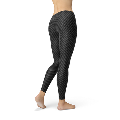 Leggings negros de fibra de carbono para mujer